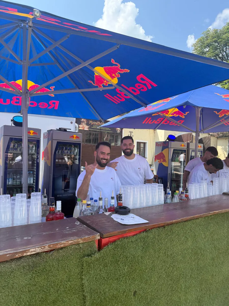 Service staff outdoor event bar