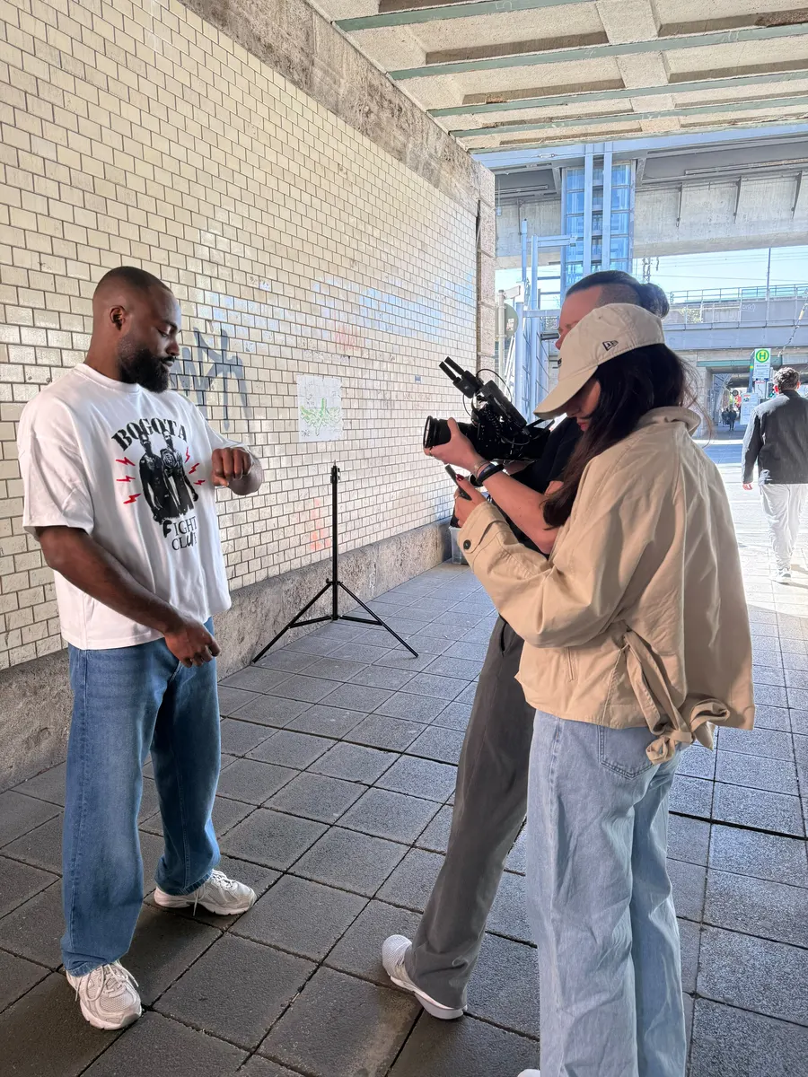Model filmed during production